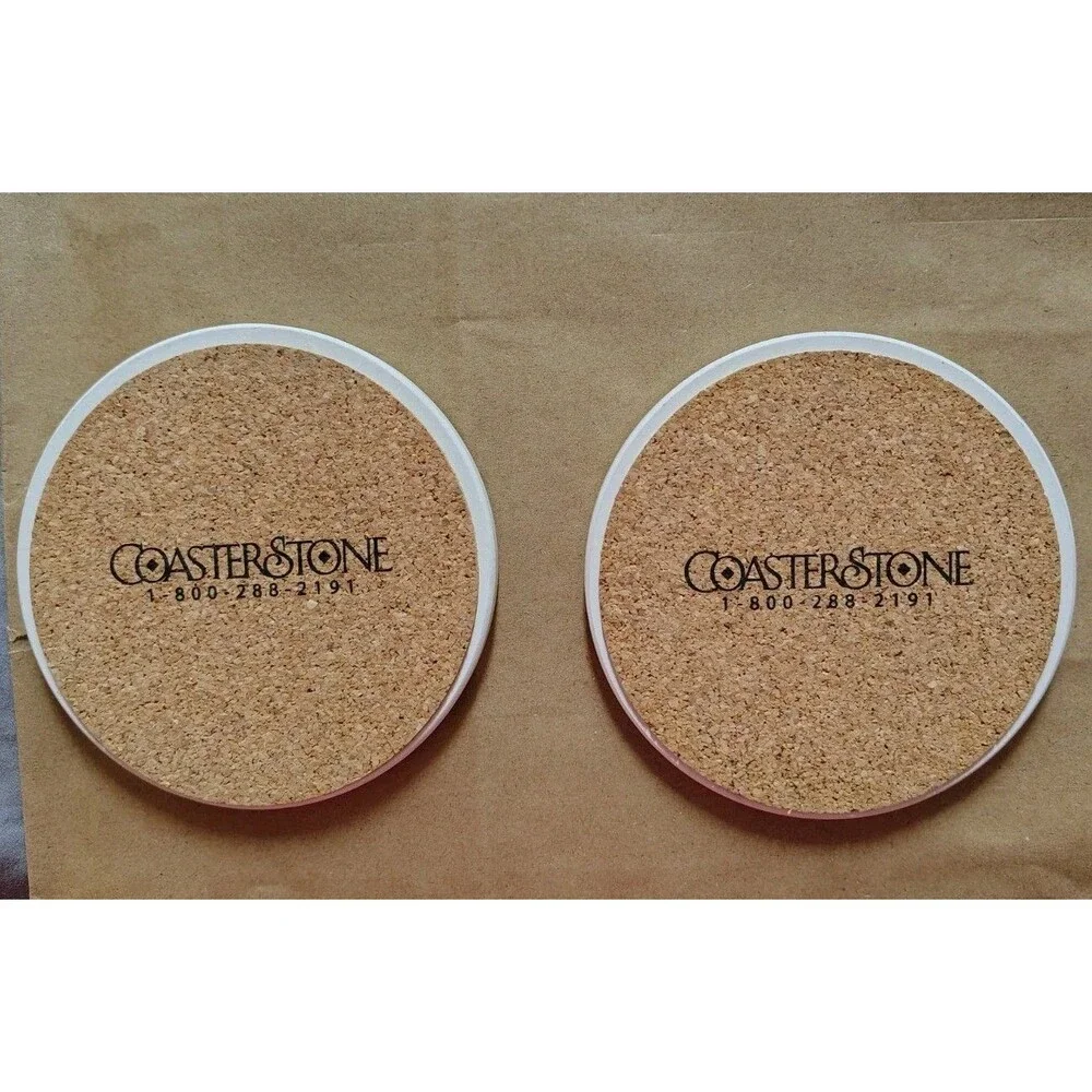CoasterStone Floral Art Deco Stone & Cork Round Coaster Set of 2